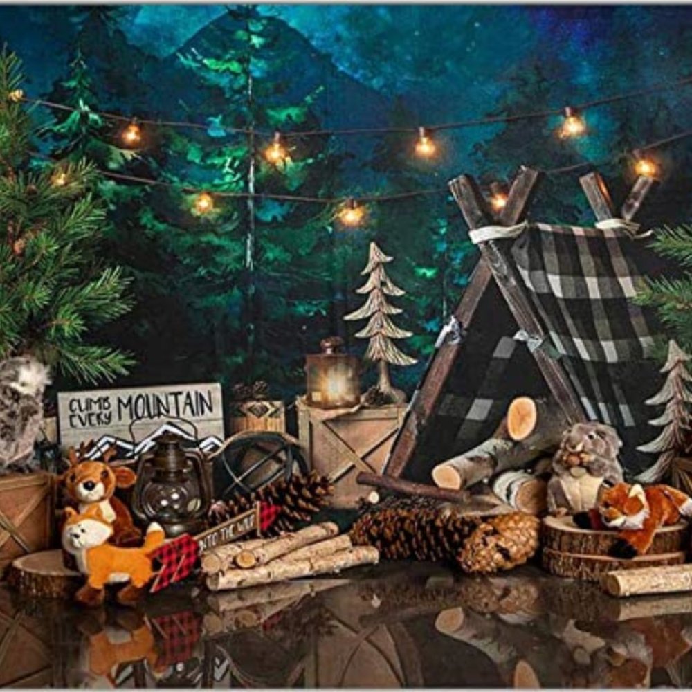 Photography Backdrop Childrens Camping Wilderness  7' X 5'